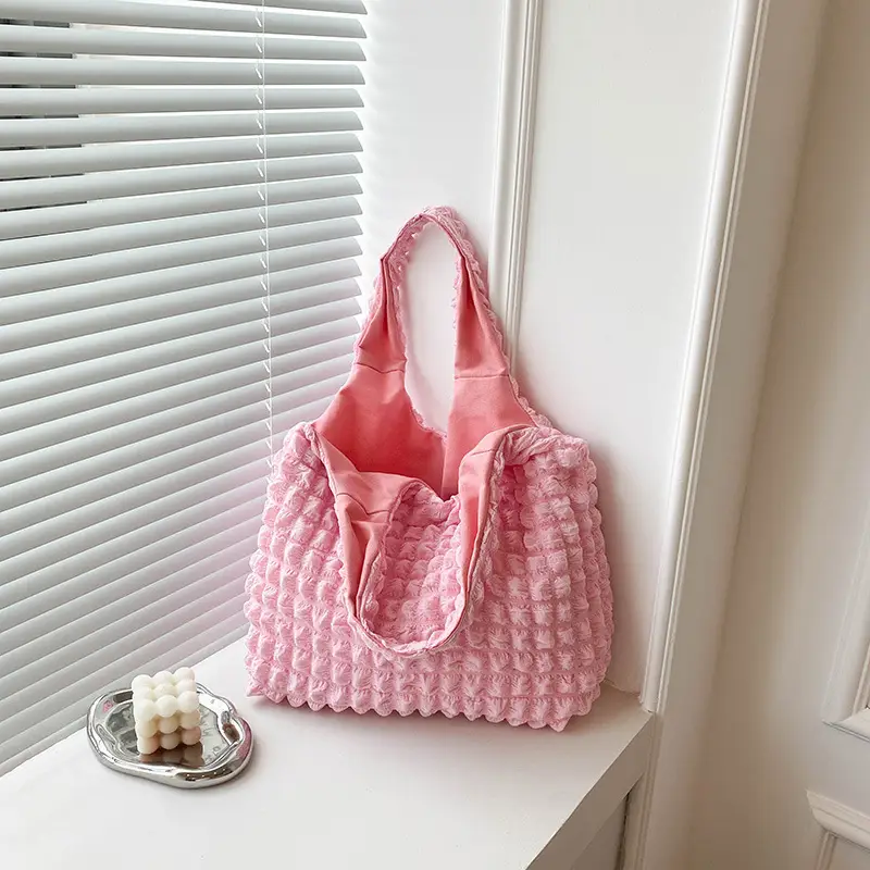 2022 Korean Style Heart Pleated Bubble Bag - Image 7