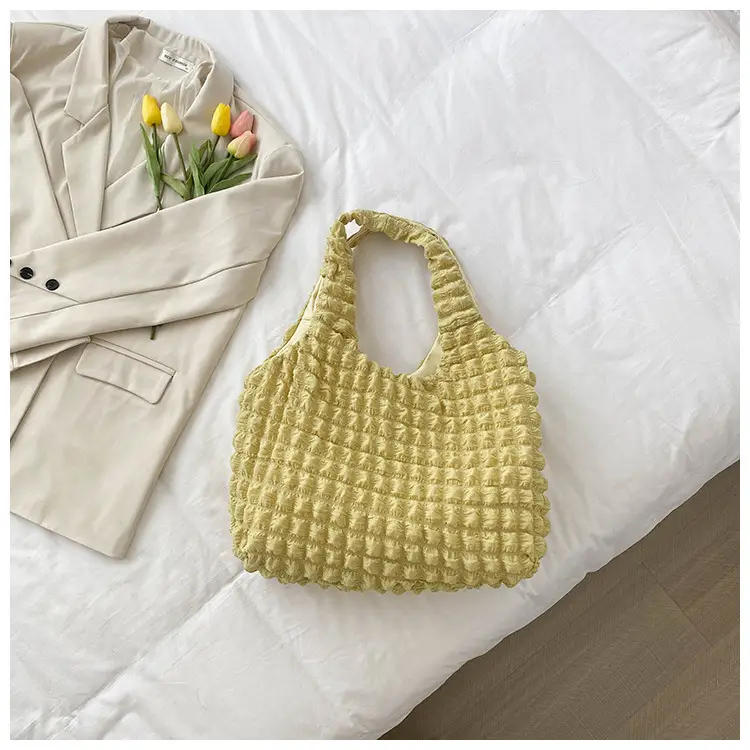 2022 Korean Style Heart Pleated Bubble Bag - Image 2