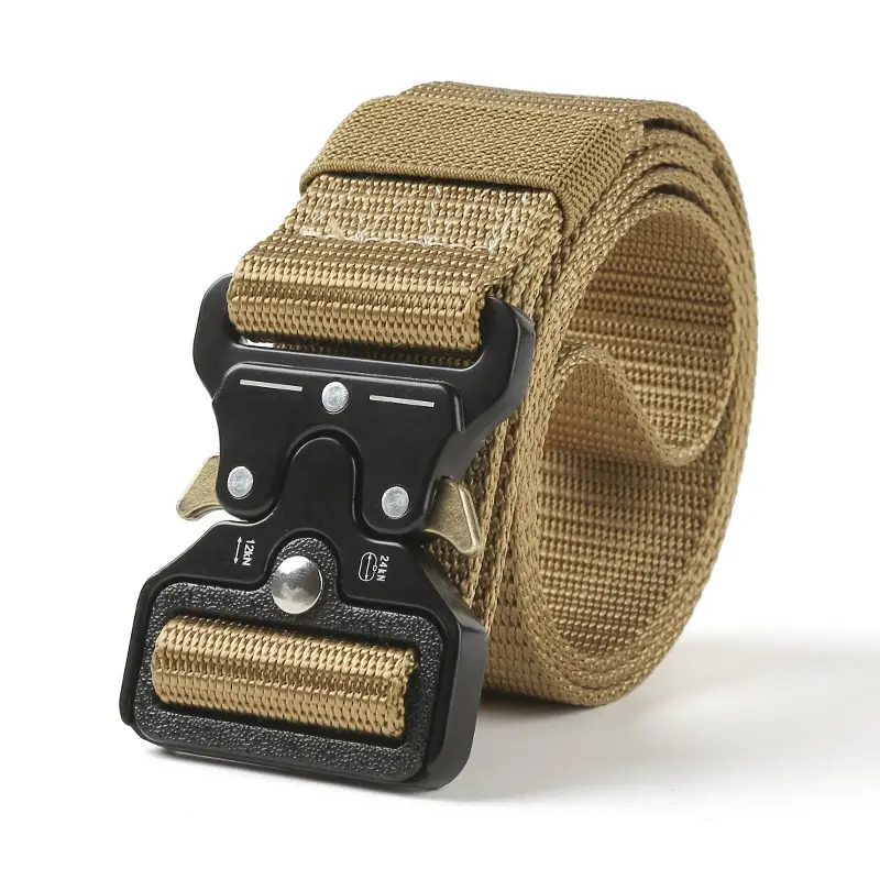 Men's Black Tactical Nylon Belt with Metal Buckle