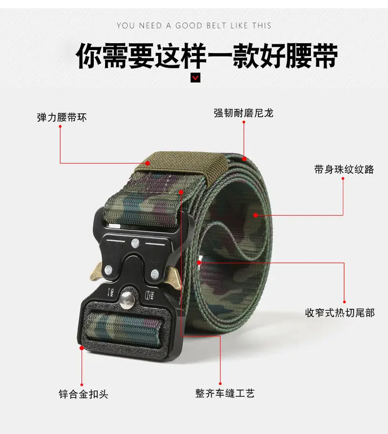 Men's Black Tactical Nylon Belt with Metal Buckle — feature 13