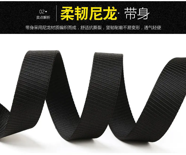 Men's Black Tactical Nylon Belt with Metal Buckle — feature 16
