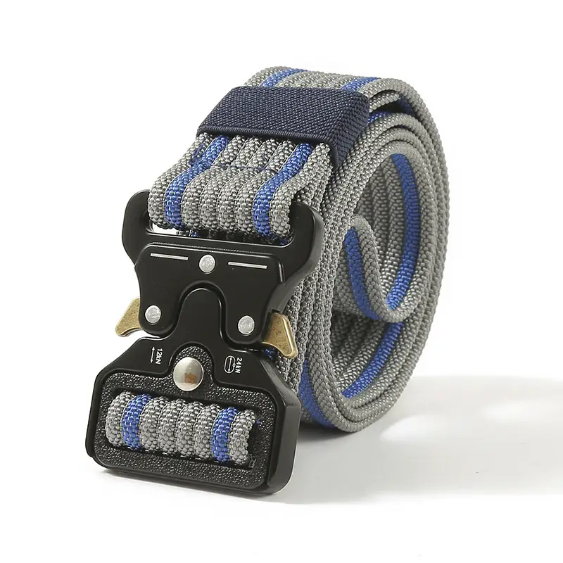 Men's Black Tactical Nylon Belt with Metal Buckle