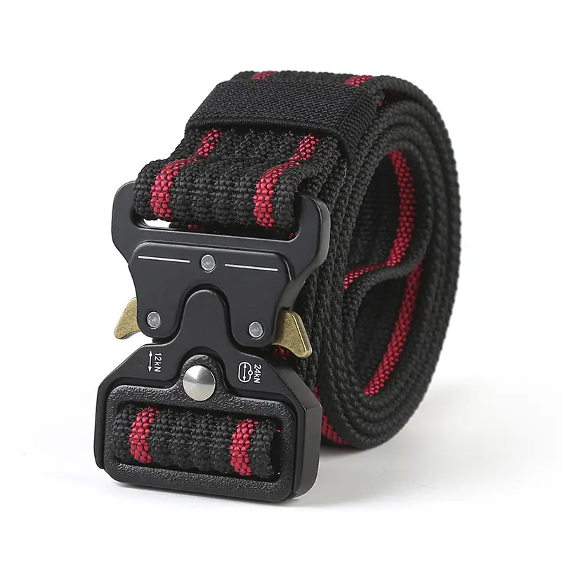 Men's Black Tactical Nylon Belt with Metal Buckle