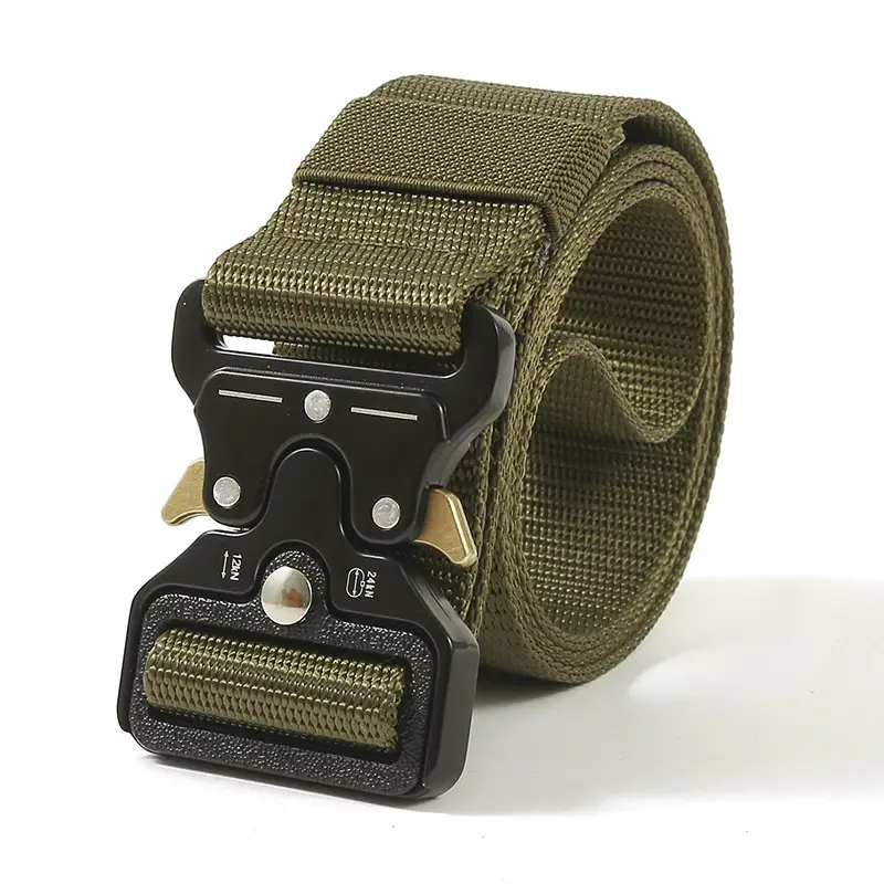 Men's Black Tactical Nylon Belt with Metal Buckle