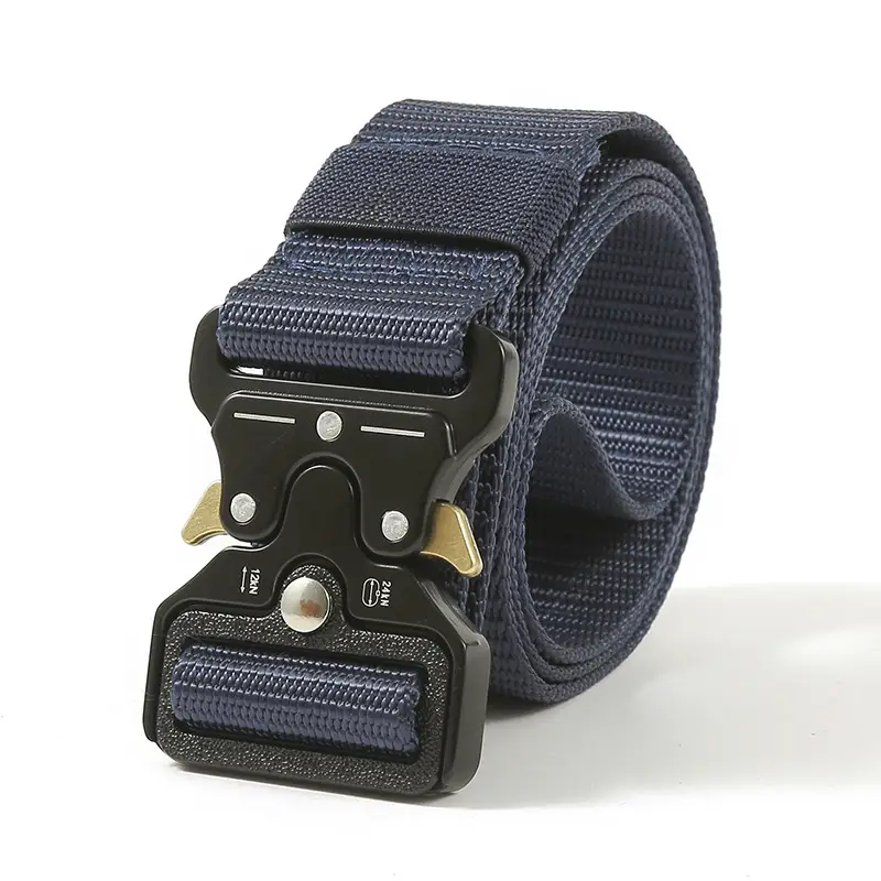 Men's Black Tactical Nylon Belt with Metal Buckle