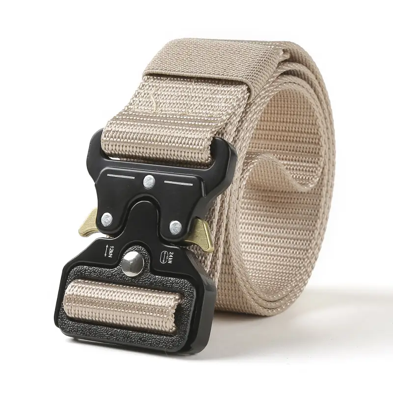 Men's Black Tactical Nylon Belt with Metal Buckle