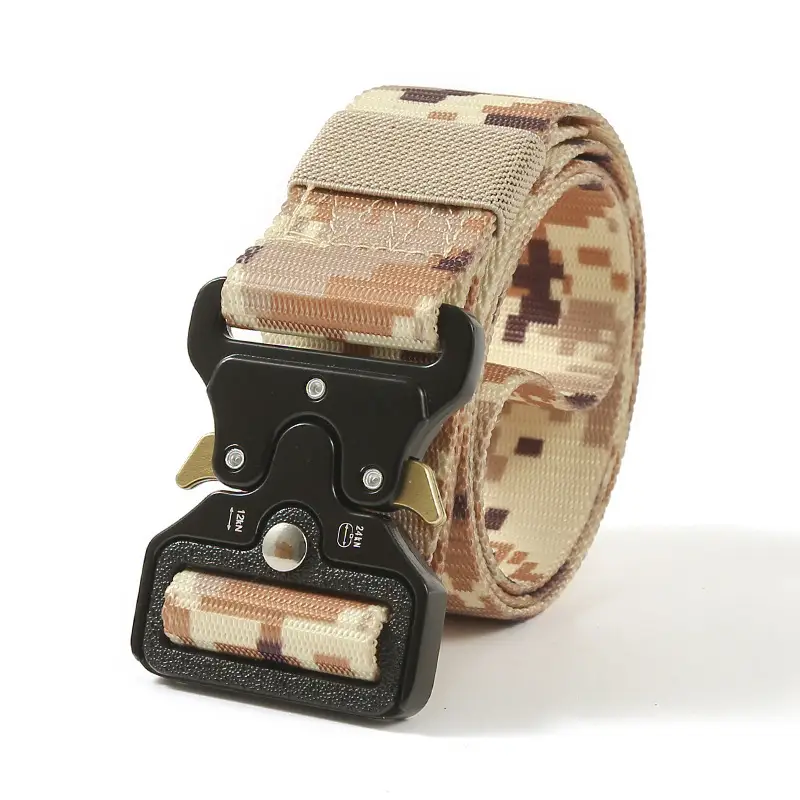 Men's Black Tactical Nylon Belt with Metal Buckle
