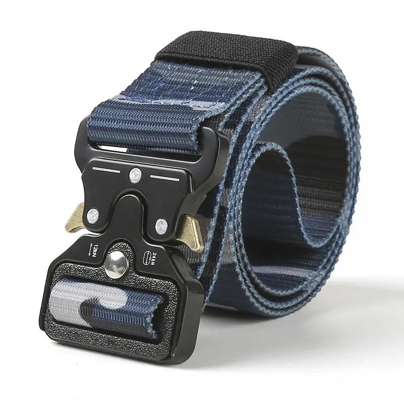 Men's Black Tactical Nylon Belt with Metal Buckle