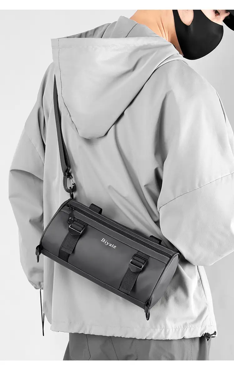 Men's Black Cylinder Shoulder Bag Hong Kong Style — feature 16