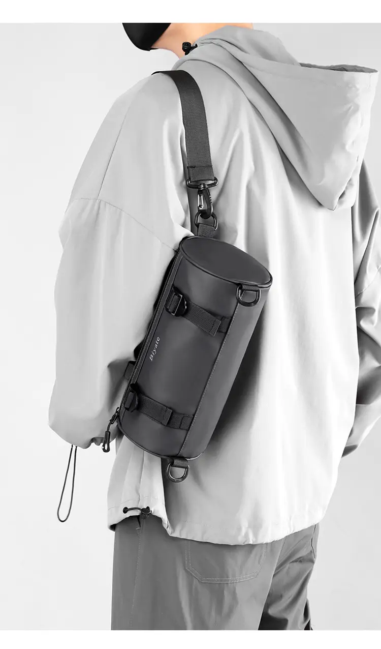 Men's Black Cylinder Shoulder Bag Hong Kong Style — feature 21