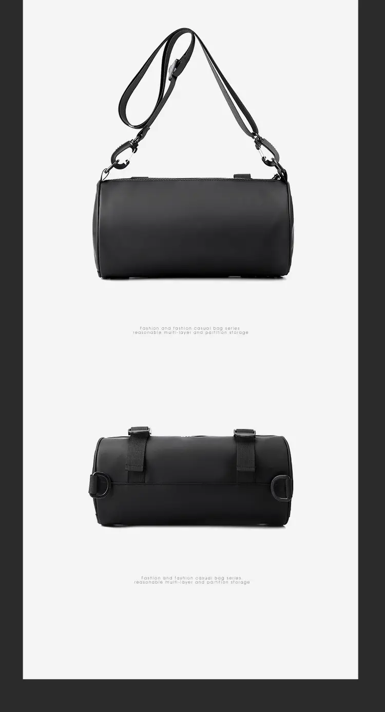 Men's Black Cylinder Shoulder Bag Hong Kong Style — feature 27