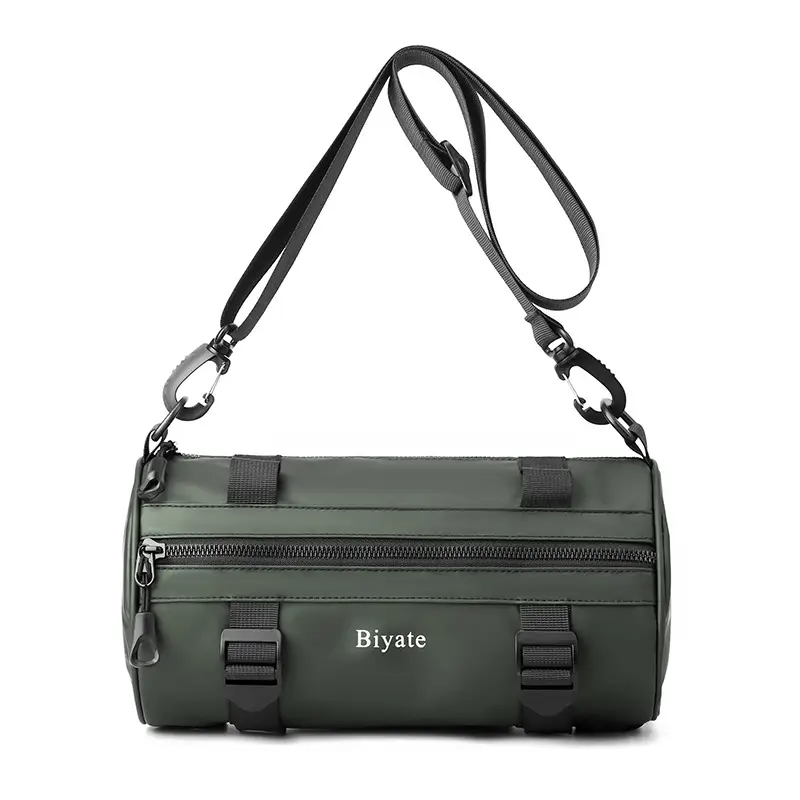 Men's Black Cylinder Shoulder Bag Hong Kong Style - Image 3