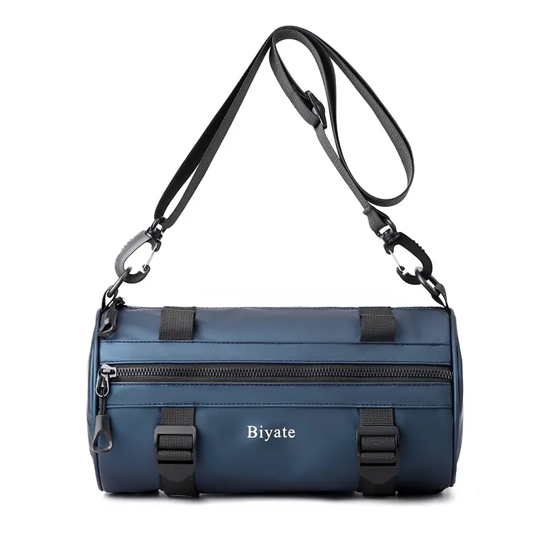 Men's Black Cylinder Shoulder Bag Hong Kong Style - Image 4