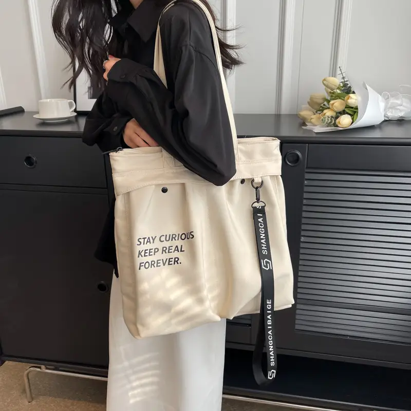 Japanese Style Canvas Shoulder Bag Women Large Capacity 2023