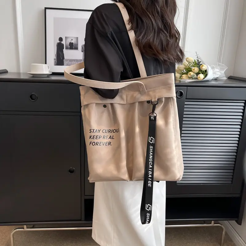Japanese Style Canvas Shoulder Bag Women Large Capacity 2023