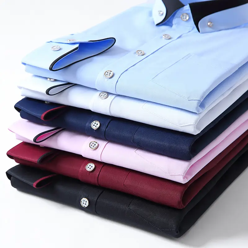 Men's Maroon Collar Shirt Stretch Fabric Business Casual