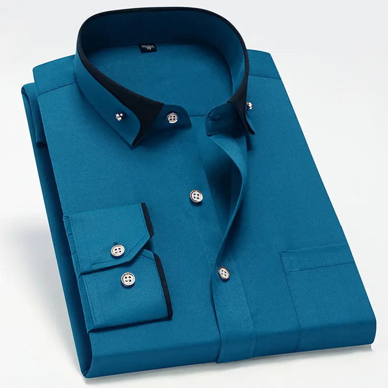 Men's Maroon Collar Shirt Stretch Fabric Business Casual — feature 18