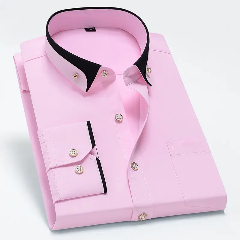 Men's Maroon Collar Shirt Stretch Fabric Business Casual