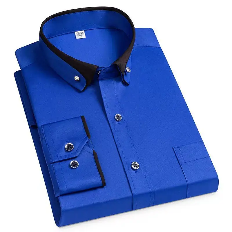 Men's Maroon Collar Shirt Stretch Fabric Business Casual
