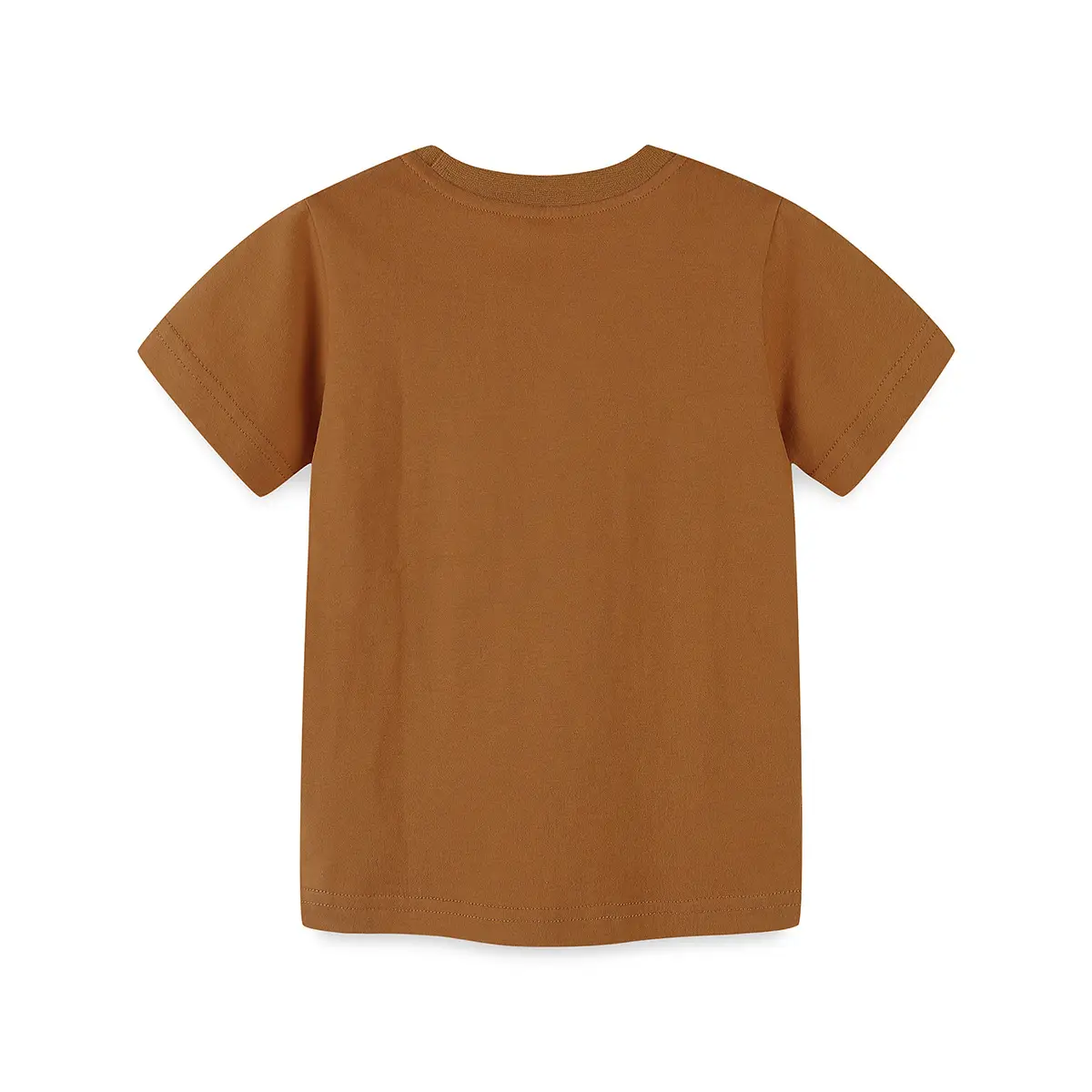 Brown Knitted Cotton Boys T-Shirt Round Neck Short Sleeve