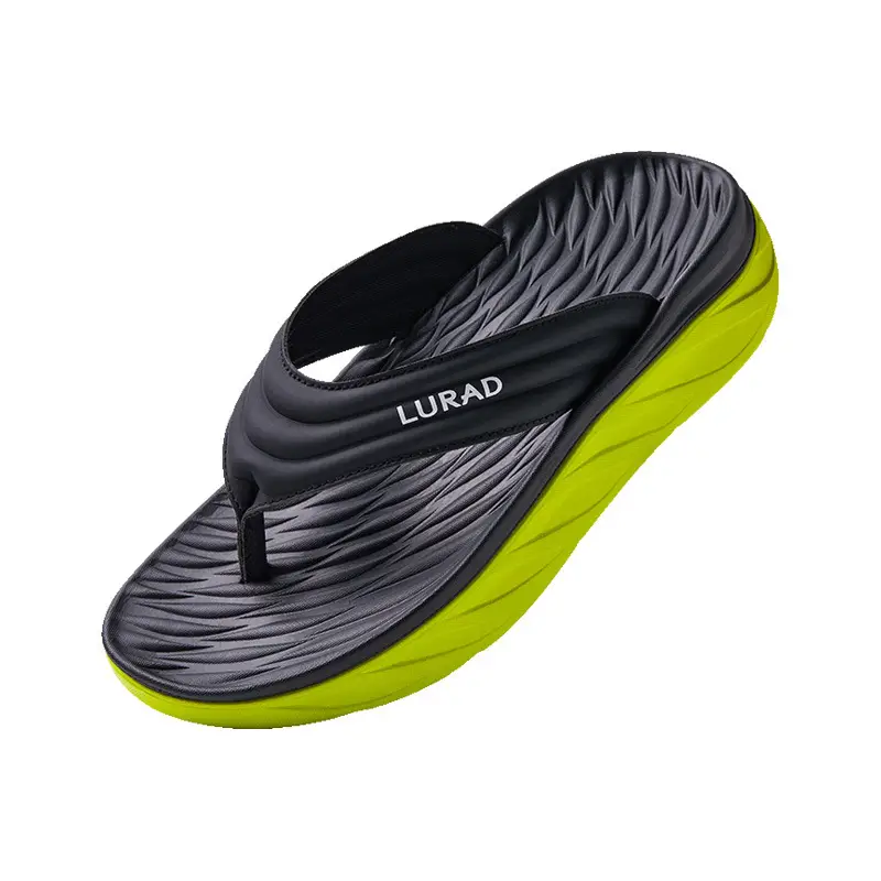 Men's Black Slip-On Flip Flops with Non-Slip Sole