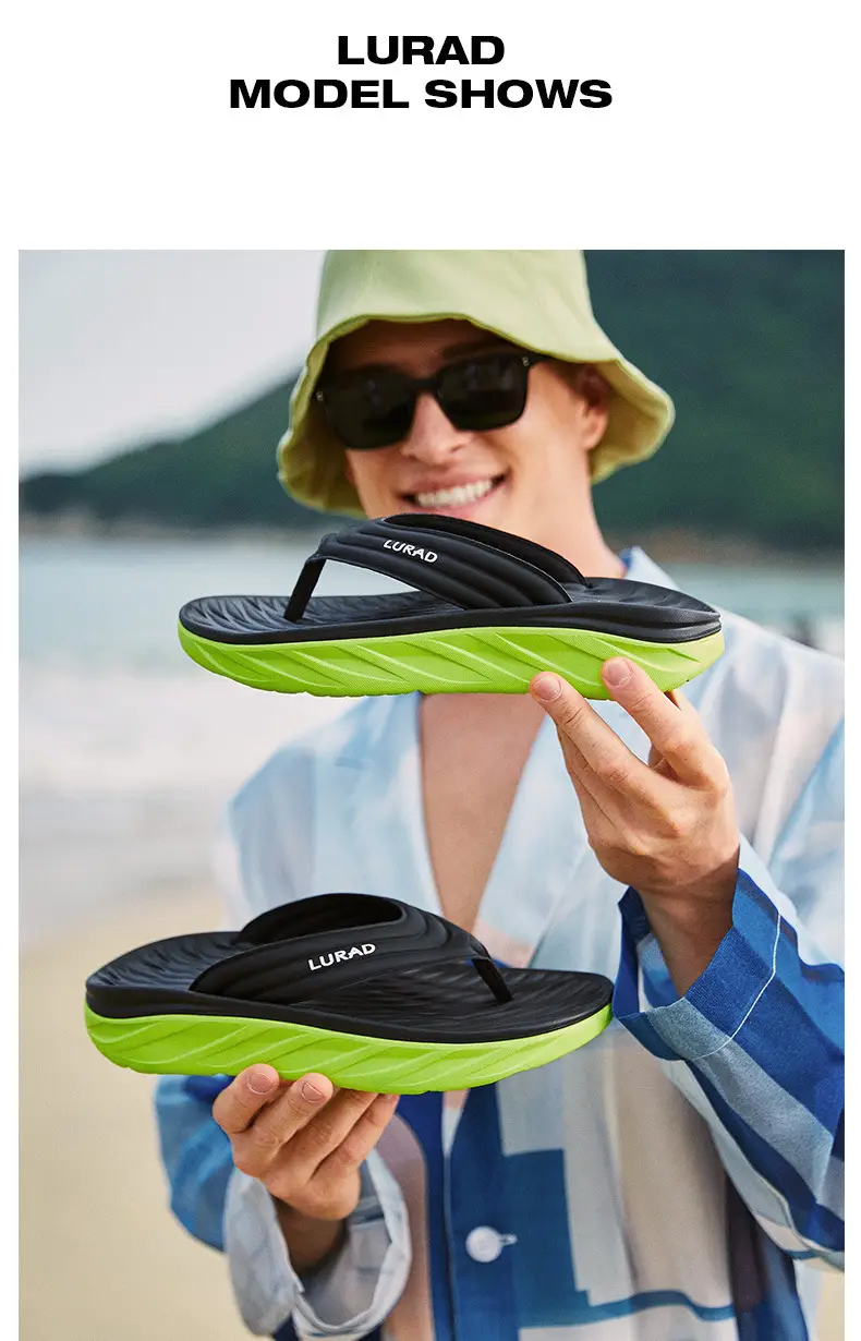 Men's Black Slip-On Flip Flops with Non-Slip Sole — feature 10
