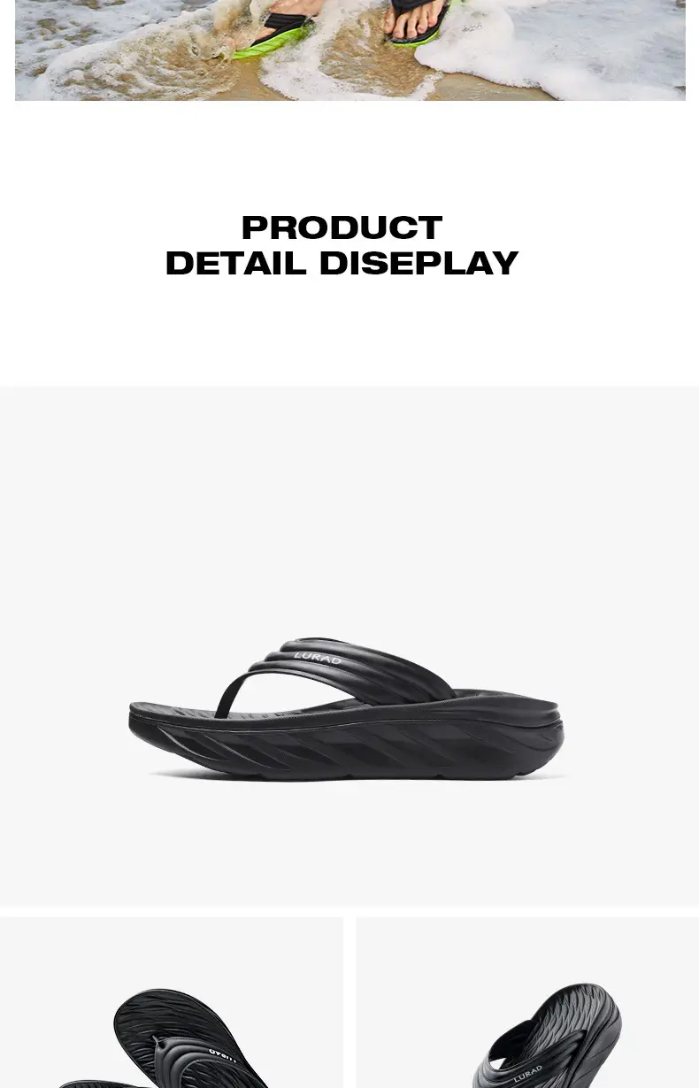 Men's Black Slip-On Flip Flops with Non-Slip Sole — feature 14