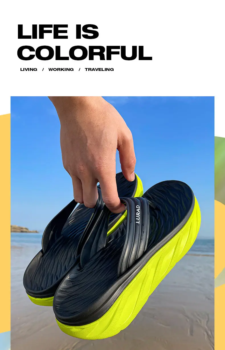 Men's Black Slip-On Flip Flops with Non-Slip Sole — feature 2