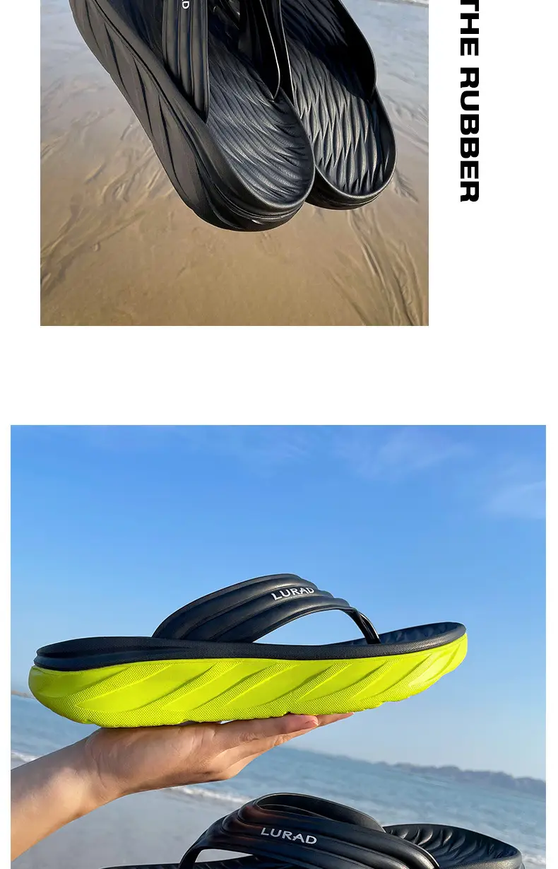 Men's Black Slip-On Flip Flops with Non-Slip Sole — feature 6