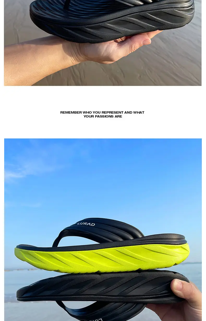 Men's Black Slip-On Flip Flops with Non-Slip Sole — feature 7