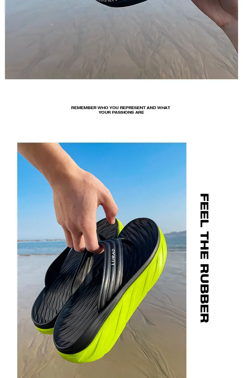 Men's Black Slip-On Flip Flops with Non-Slip Sole — feature 8