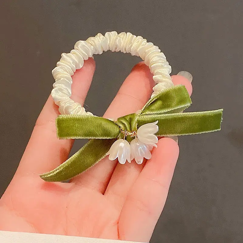 Lily Flower Hair Rope with Sweet Bow Accessory - Image 5