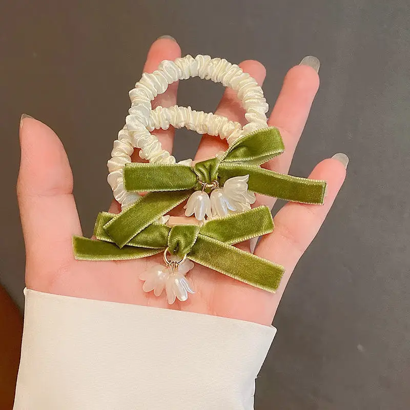 Lily Flower Hair Rope with Sweet Bow Accessory - Image 7