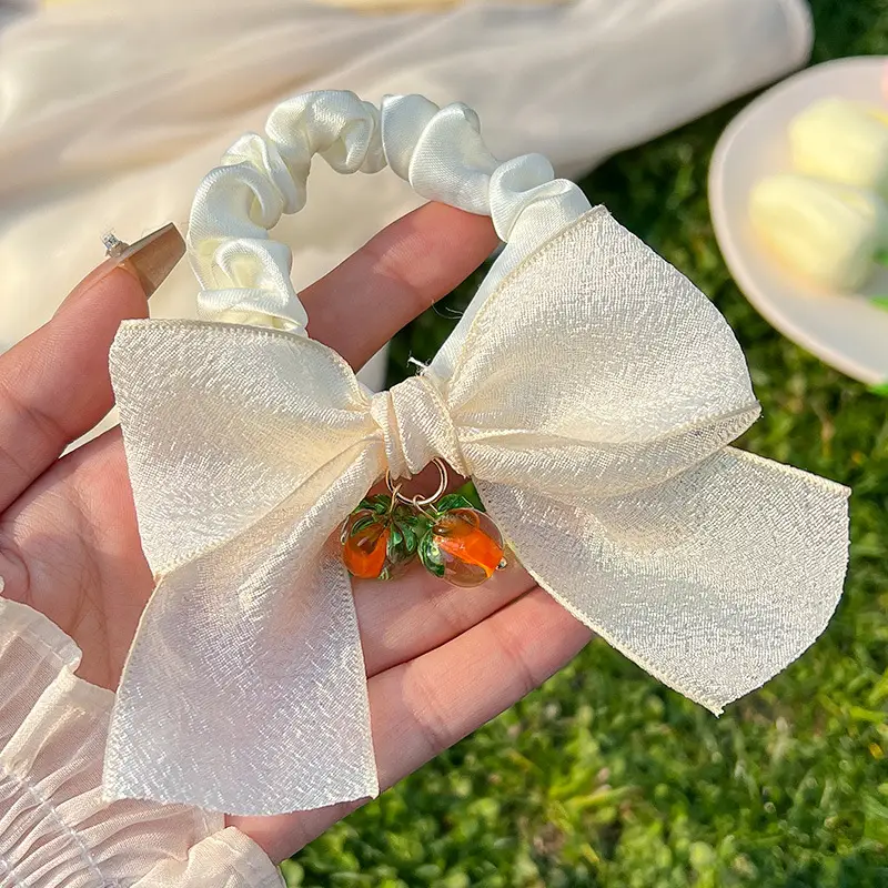 Lily Flower Hair Rope with Sweet Bow Accessory - Image 2