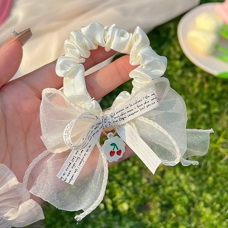 Lily Flower Hair Rope with Sweet Bow Accessory - Image 3