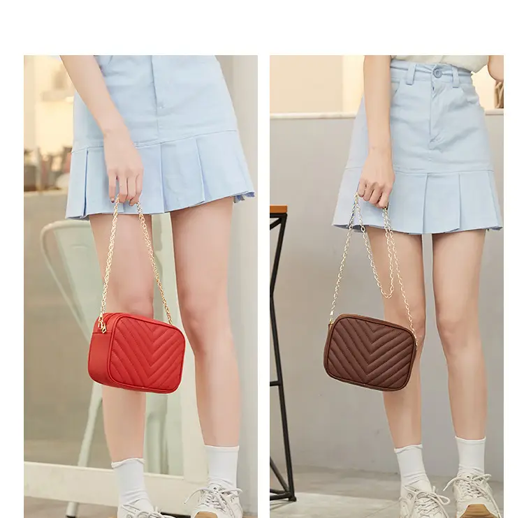 Red Quilted Chain Shoulder Bag for Women — feature 12