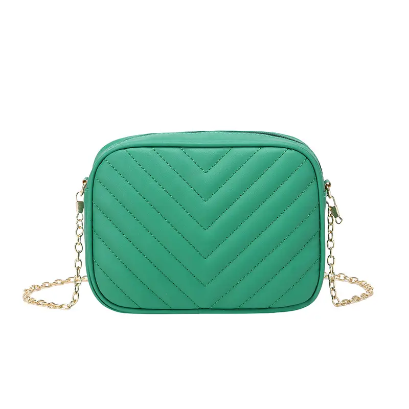 Red Quilted Chain Shoulder Bag for Women - Image 4