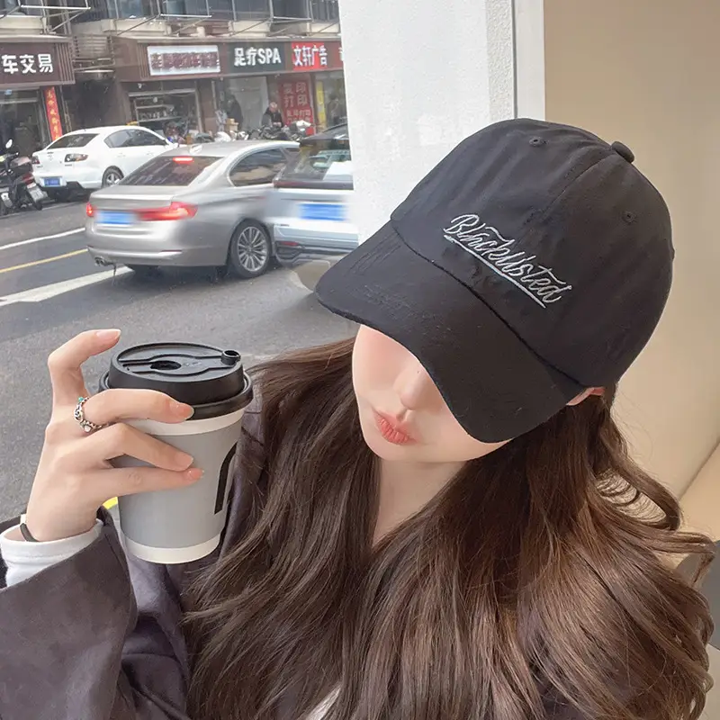 Korean Letter Embroidered Baseball Cap for Women Orange - Image 5
