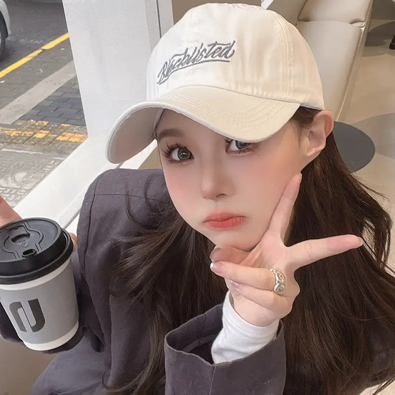Korean Letter Embroidered Baseball Cap for Women Orange - Image 7