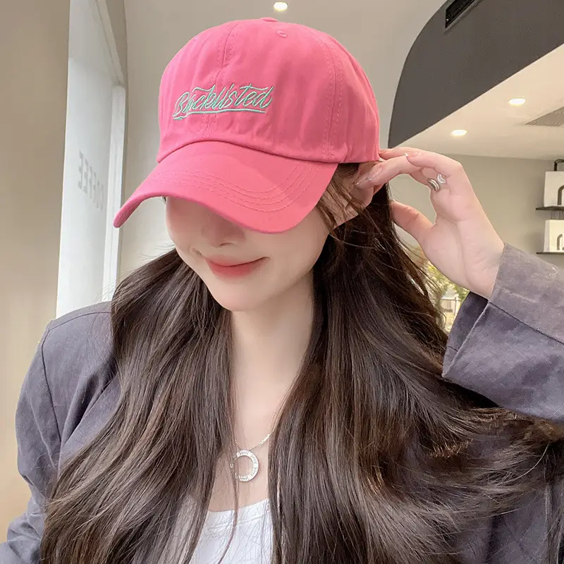 Korean Letter Embroidered Baseball Cap for Women Orange — feature 10