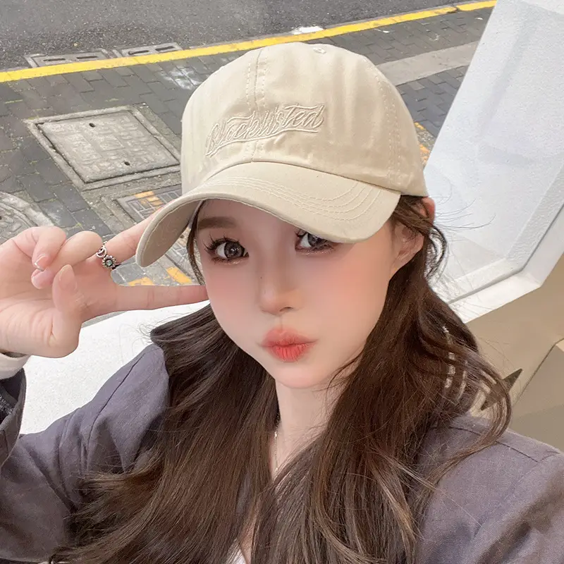 Korean Letter Embroidered Baseball Cap for Women Orange — feature 11