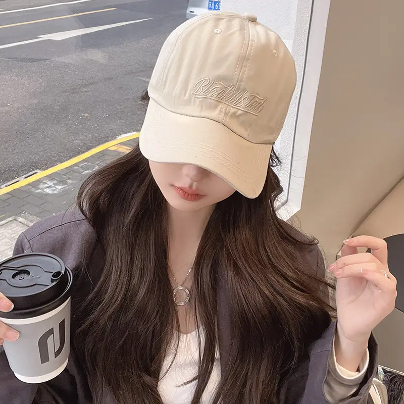 Korean Letter Embroidered Baseball Cap for Women Orange — feature 12