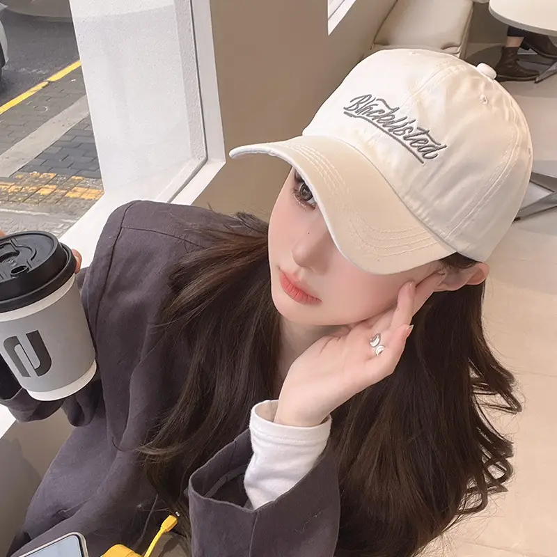 Korean Letter Embroidered Baseball Cap for Women Orange — feature 7