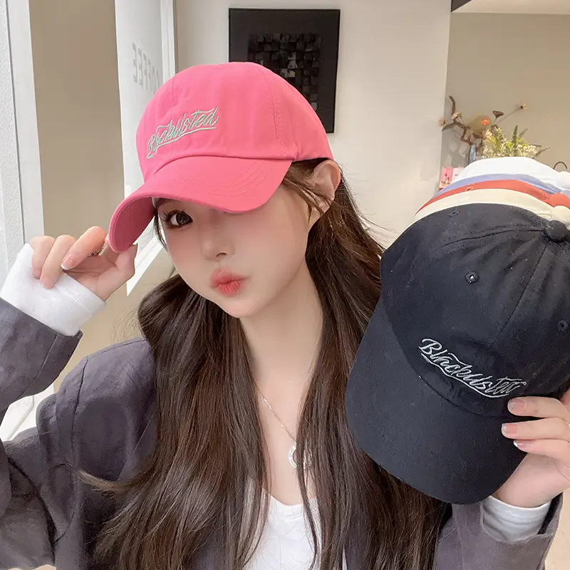 Korean Letter Embroidered Baseball Cap for Women Orange — feature 9