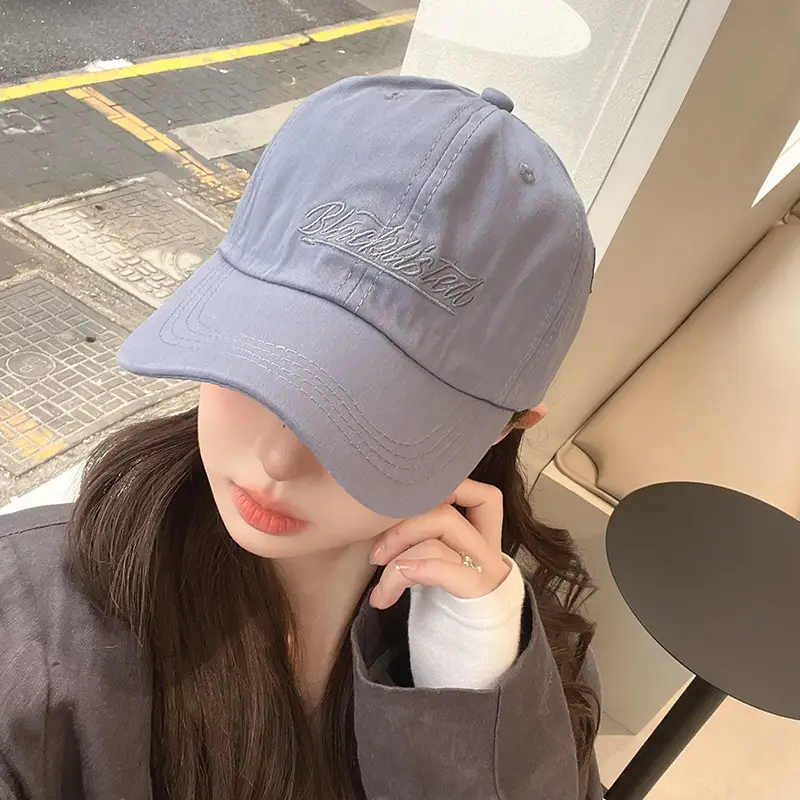 Korean Letter Embroidered Baseball Cap for Women Orange - Image 2