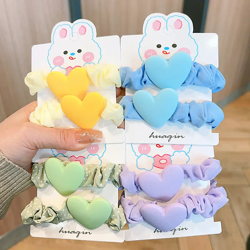 Korean Style Heart & Flower Hair Rings for Girls - Image 13
