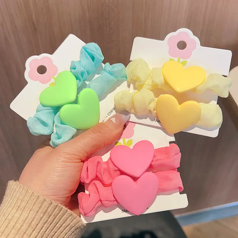Korean Style Heart & Flower Hair Rings for Girls - Image 14