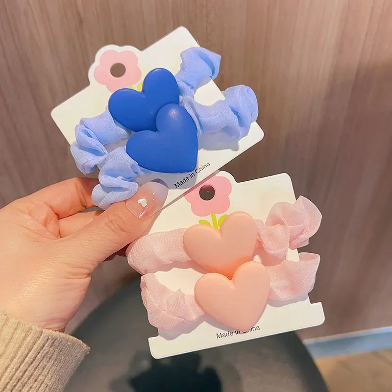 Korean Style Heart & Flower Hair Rings for Girls - Image 15
