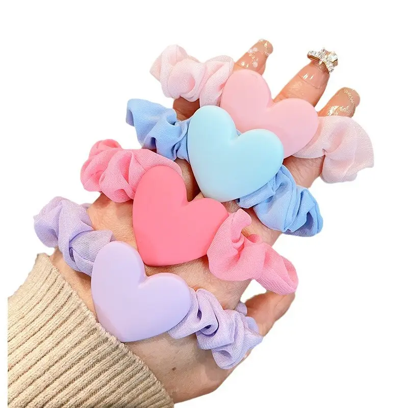 Korean Style Heart & Flower Hair Rings for Girls - Image 16