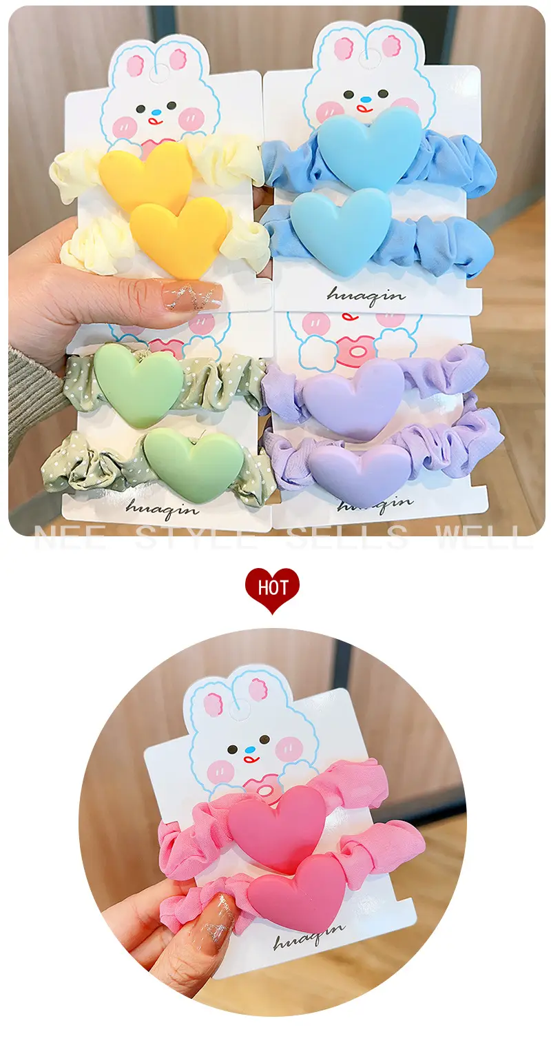 Korean Style Heart & Flower Hair Rings for Girls — feature 1